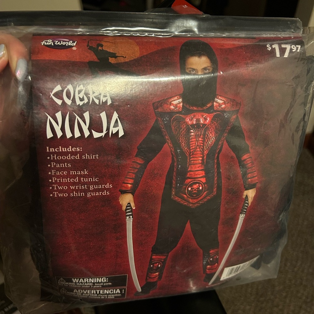 NWT Halloween Cobra Ninja Kids Costume - Red and Black M(8)